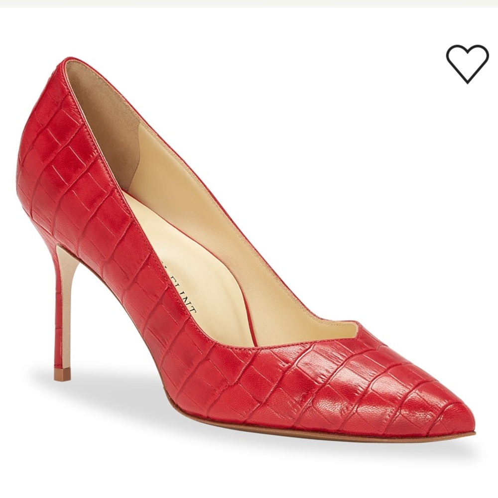 Sz 38 Sarah Flint Red Croc-Embossed Heels